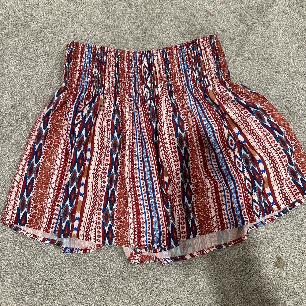 Patterned High Wasted Flowy Shorts